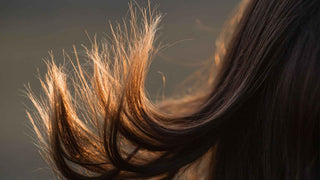 Close-up of split ends and the products that help protect hair ends