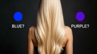 Blue and violet hair neutralizers side by side for correcting brassy blonde tones