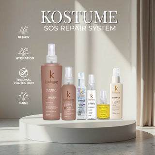 Kostume Rio de Janeiro SOS Repair System professional salon back bar repair treatment for bleached and over-processed hair social media post.